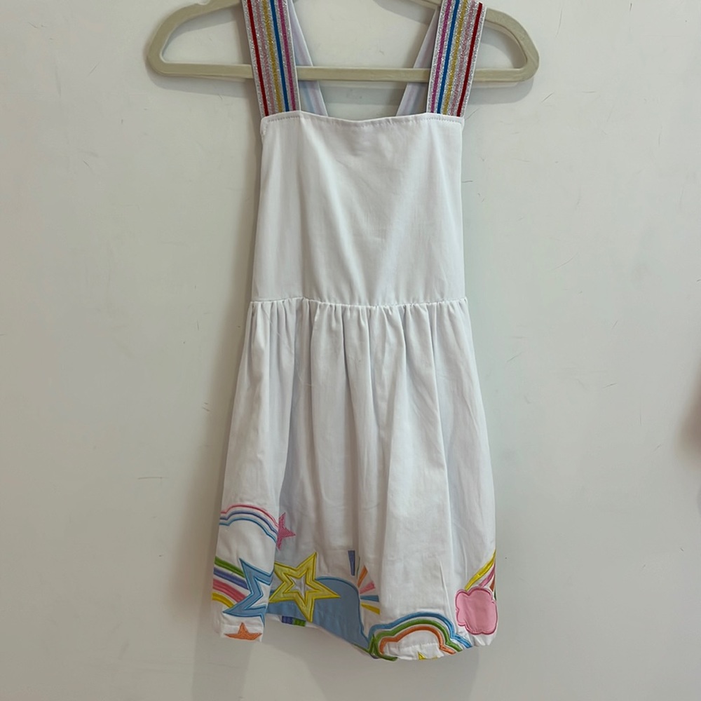 Lola + The Boys White Dress with Rainbow Straps